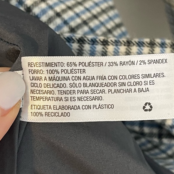 A New Day Oversized Plaid One Button Blazer Size L Pocket Blue Gray Academia NEW - Picture 13 of 15